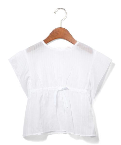 green label relaxing（グリーンレーベルリラクシング）の「【KIDS】コットン ドビーストライプ フリル◆（シャツ/ブラウス・キッズ・ホワイト/ネイビー・105/135/125/115）」の9枚目の写真