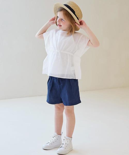 green label relaxing（グリーンレーベルリラクシング）の「【KIDS】コットン ドビーストライプ フリル◆（シャツ/ブラウス・キッズ・ホワイト/ネイビー・105/135/125/115）」の10枚目の写真