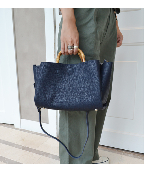 LS Scene（エルエスシーン）の「LS Scene / 別注 バンブーハンドルスクエアバッグ（ハンドバッグ・レディース・ブラック/ベージュ/ネイビー・ONE SIZE）」の16枚目の写真