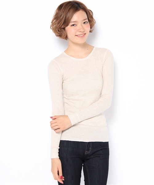 BEAMS BOY（ビームスボーイ）の「◎BEAMS BOY / サーマル無地クルーネック（Tシャツ/カットソー・レディース・ホワイト/ライトグレー/ブラック/レッド系その他/グリーン系その他/ナチュラル/ネイビー/ワイン/グリーン/インディゴブルー/レッド・ONE SIZE）」の5枚目の写真