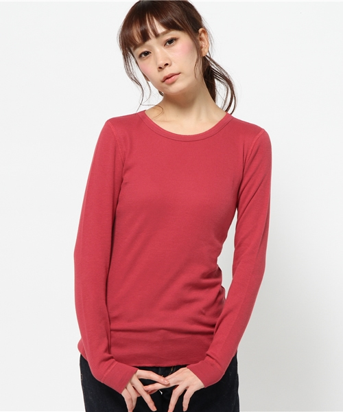 BEAMS BOY（ビームスボーイ）の「◎BEAMS BOY / サーマル無地クルーネック（Tシャツ/カットソー・レディース・ホワイト/ライトグレー/ブラック/レッド系その他/グリーン系その他/ナチュラル/ネイビー/ワイン/グリーン/インディゴブルー/レッド・ONE SIZE）」の10枚目の写真