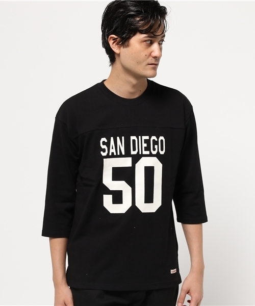 JACKROSE(ジャックローズ)の「GW・フットボール7ブTシャツ(Tシャツ/カットソー・メンズ・エンジ/ベージュ/ホワイト/ブラック/ネイビー・M/L)」の1枚目の写真