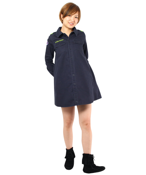 X-girl(エックスガール)の「MILITARY STYLE DRESS(ワンピース・レディース・カーキ/ネイビー・1/2)」の2枚目の写真