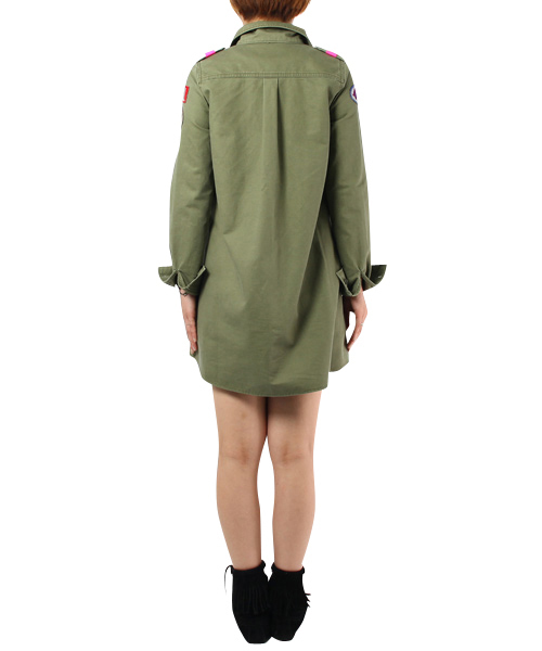 X-girl(エックスガール)の「MILITARY STYLE DRESS(ワンピース・レディース・カーキ/ネイビー・1/2)」の4枚目の写真