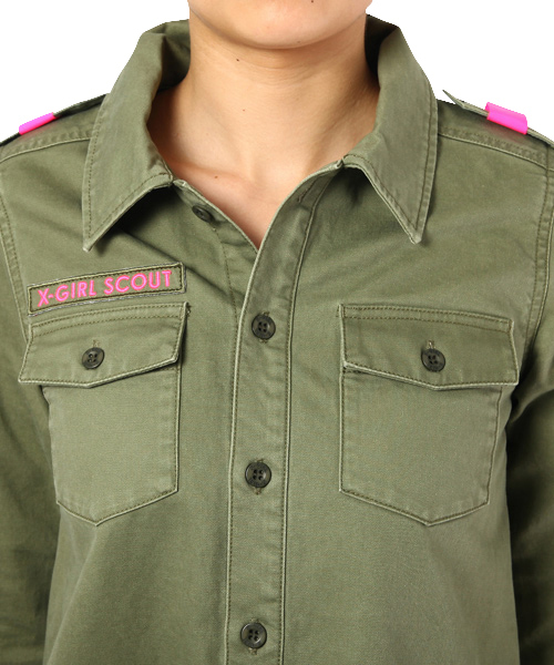 X-girl(エックスガール)の「MILITARY STYLE DRESS(ワンピース・レディース・カーキ/ネイビー・1/2)」の5枚目の写真