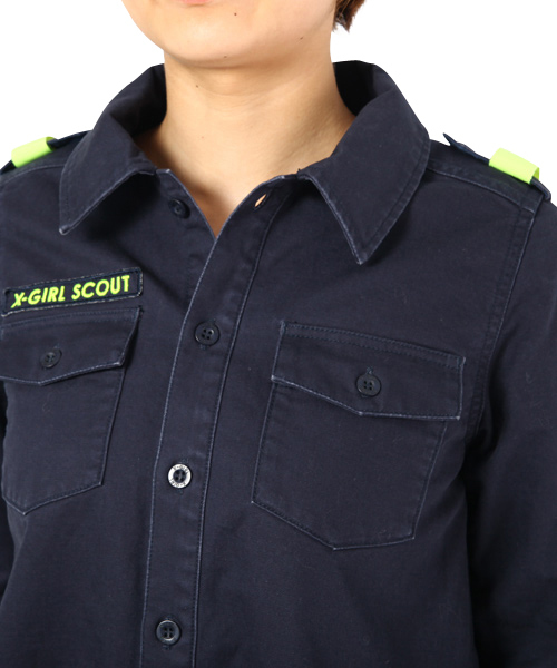 X-girl(エックスガール)の「MILITARY STYLE DRESS(ワンピース・レディース・カーキ/ネイビー・1/2)」の6枚目の写真
