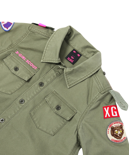 X-girl(エックスガール)の「MILITARY STYLE DRESS(ワンピース・レディース・カーキ/ネイビー・1/2)」の9枚目の写真