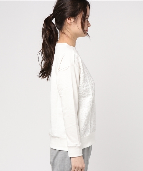 LBC（エルビーシー）の「前身レース裏毛プルオーバー                    （スウェット・レディース・ネイビー/オフホワイト・MEDIUM）」の5枚目の写真