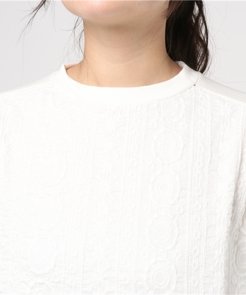 LBC（エルビーシー）の「前身レース裏毛プルオーバー                    （スウェット・レディース・ネイビー/オフホワイト・MEDIUM）」の7枚目の写真