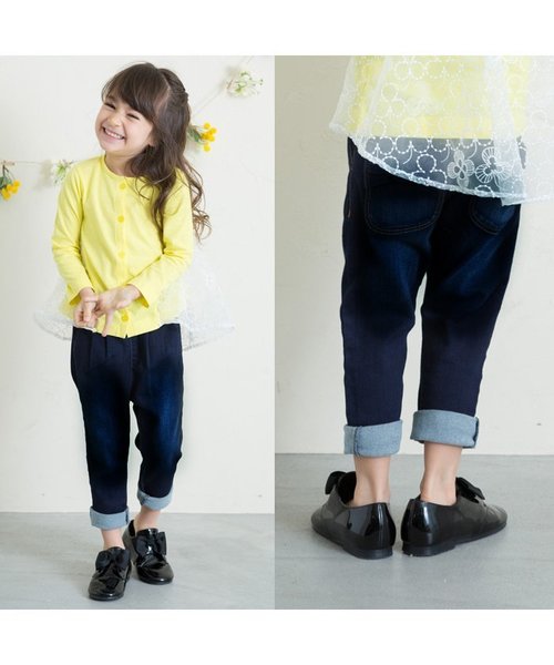 apres les cours(アプレレクール)の「ウエストフリルデニムパンツ 9分丈(その他パンツ・キッズ・ネイビー・140/90/110/130/100/120/80)」の3枚目の写真