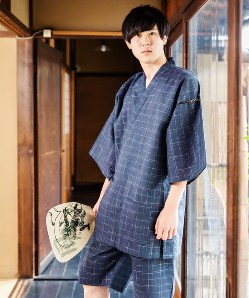 男性甚平単品 紺十字絣 浴衣 Kimonomachi キモノマチ のファッション通販 Zozotown