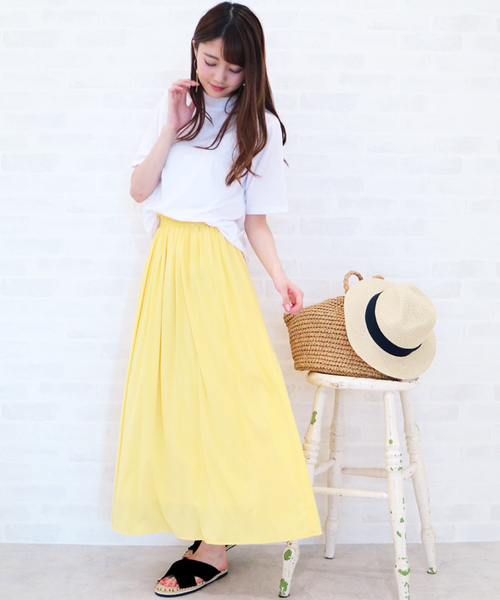 N.（N. Natural Beauty Basic）（エヌエヌナチュラルビューティーベーシック）の「カラーミモレスカート（スカート・レディース・イエロー/ブラウン/レッド・MEDIUM）」の13枚目の写真