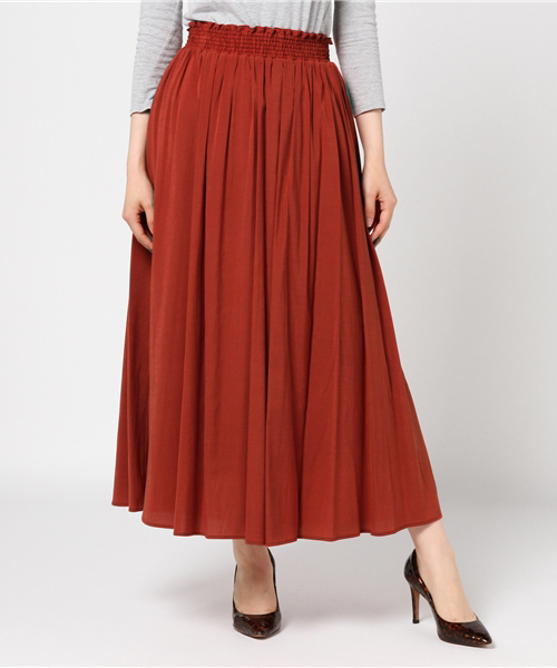 N.（N. Natural Beauty Basic）（エヌエヌナチュラルビューティーベーシック）の「カラーミモレスカート（スカート・レディース・イエロー/ブラウン/レッド・MEDIUM）」の3枚目の写真