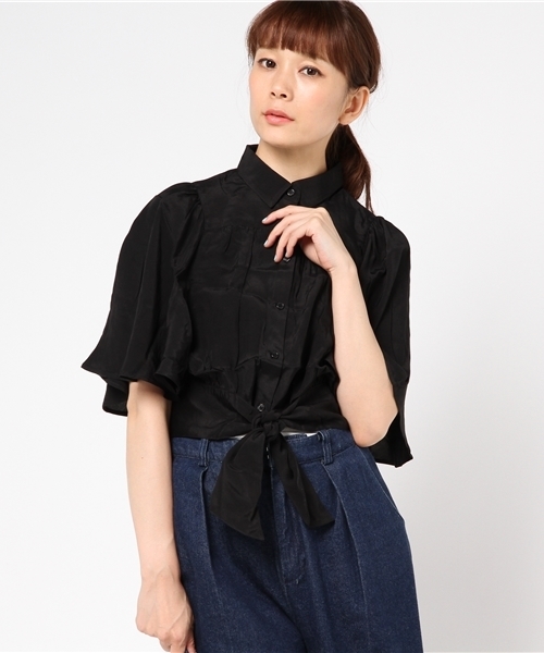 SLY（スライ）の「FLARE SLEEVE CROPPED SH（シャツ/ブラウス・レディース・カーキ/ホワイト/ブラック・1/2）」の12枚目の写真