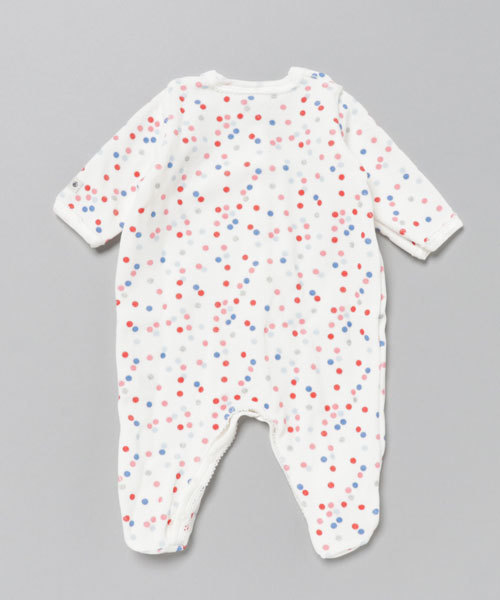 専用プチバトー　ベロア素材ロンパース　12mサイズ　新品未使用 PETIT BATEAU（プチバトー）の「ベロアドットプリント前開き