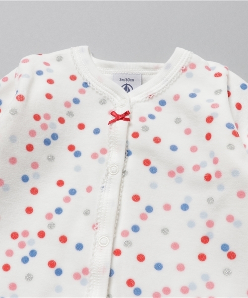 PETIT BATEAU（プチバトー）の「ベロアドットプリント前開き