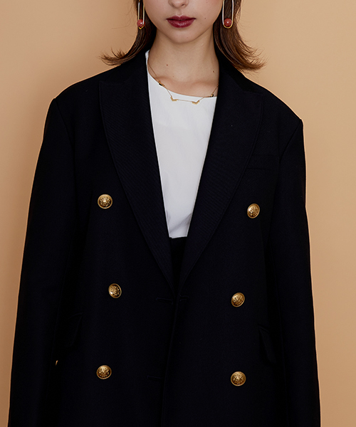 UNITED TOKYO（ユナイテッドトウキョウ）の「バレンシアダブルブレストジャケット（テーラードジャケット・レディース・ネイビー/マルチ・1）」の4枚目の写真