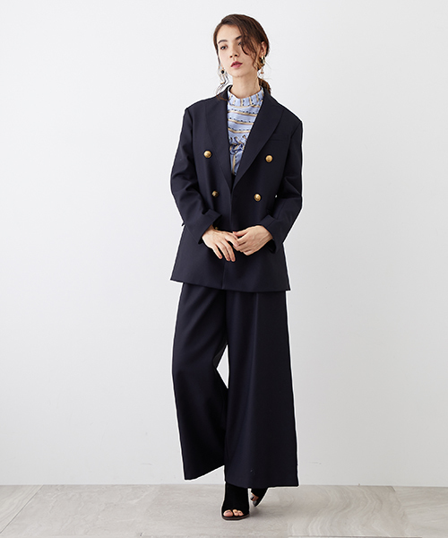 UNITED TOKYO（ユナイテッドトウキョウ）の「バレンシアダブルブレストジャケット（テーラードジャケット・レディース・ネイビー/マルチ・1）」の3枚目の写真