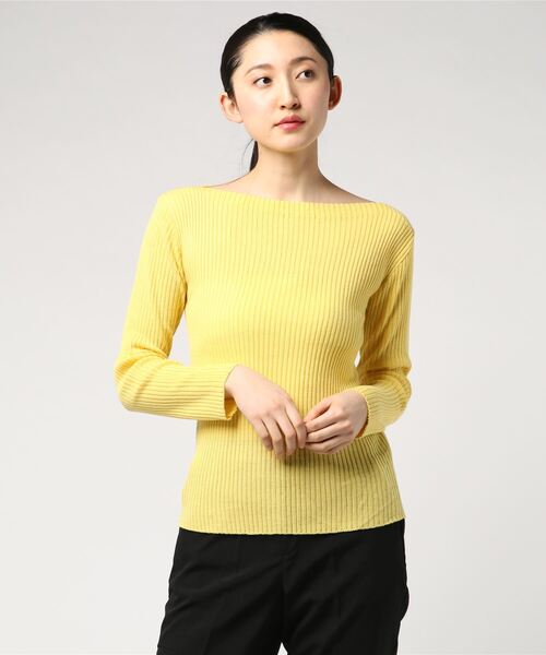 210nouve(トゥージュヌーブ)の「ボートネックリブニット(ニット/セーター)」|イエロー