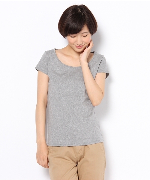 Ray BEAMS(レイビームス)の「△Ray BEAMS / シルケット フレンチスリーブTシャツ(Tシャツ/カットソー・レディース・オフホワイト/グレー/ブラック・0/1)」の3枚目の写真