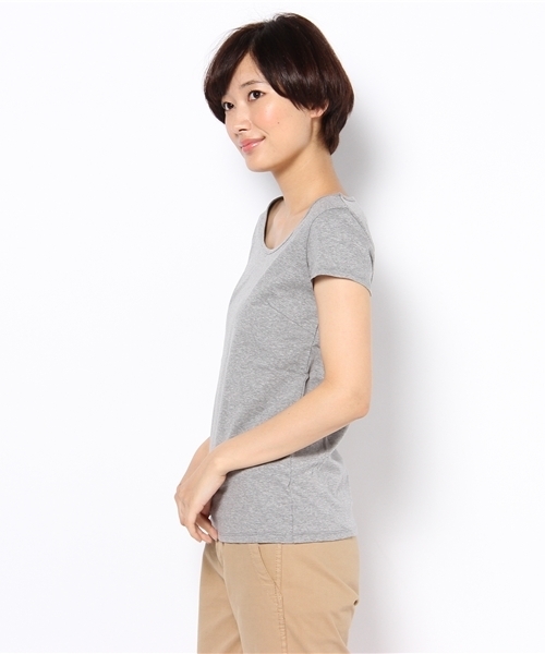 Ray BEAMS(レイビームス)の「△Ray BEAMS / シルケット フレンチスリーブTシャツ(Tシャツ/カットソー・レディース・オフホワイト/グレー/ブラック・0/1)」の4枚目の写真