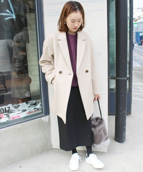 SLOBE IENA（スローブイエナ）の「PORTLAND テーラードダブルコート◆（その他アウター・レディース・ベージュ/ネイビー/サックスブルー・36/38/40）」の10枚目の写真