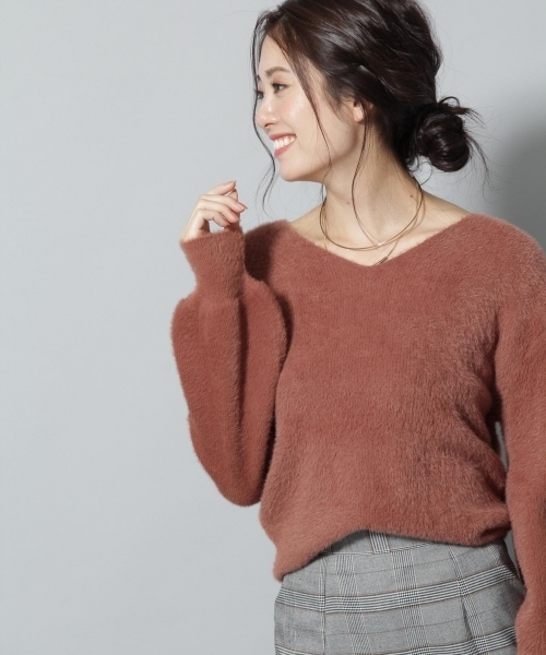 Andemiu（アンデミュウ）の「ネコヤーンソデボリュームプルオーバー773794（ニット/セーター・レディース・ピンク/ブルー/ホワイト/グレー/ブラウン・FREE）」の3枚目の写真