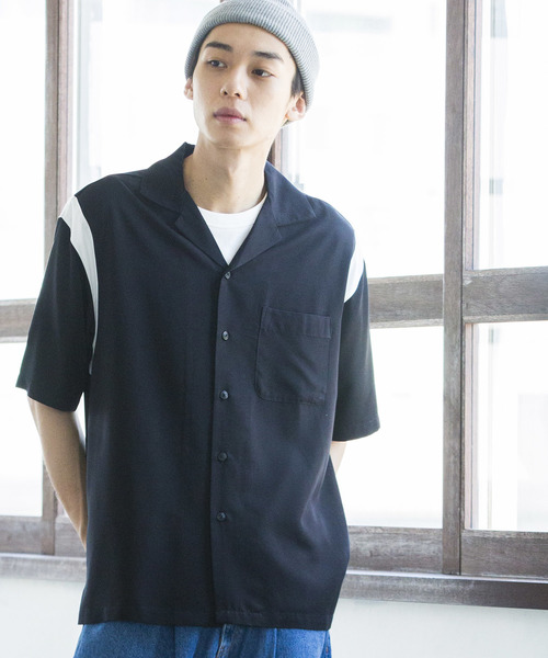 WEGO(ウィゴー)の「WEGO/フィブリルボーリングシャツ(シャツ/ブラウス・メンズ・ホワイト/ブラック/グリーン/ピンク/ネイビー・MEDIUM/LARGE)」の3枚目の写真