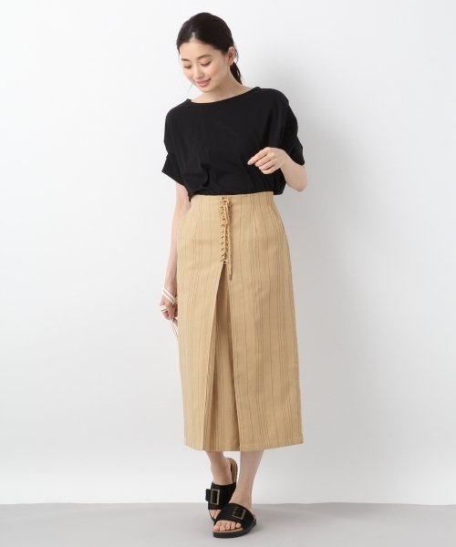 LEPSIM（レプシィム）の「レースアップストライプタイトスカート　782564（スカート・レディース・ナチュラル/ブラウン・MEDIUM/LARGE）」の6枚目の写真