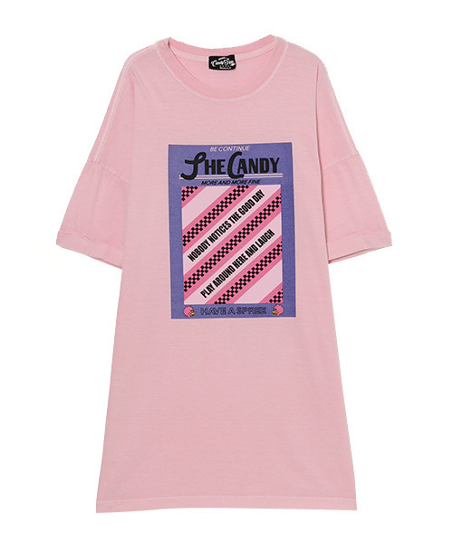 Candy Stripper（キャンディストリッパー）の「THE CANDY SIGN BIG BIG Tシャツ（Tシャツ/カットソー・レディース・オフホワイト/ブラック/ライトブルー/ピンク・2）」の4枚目の写真