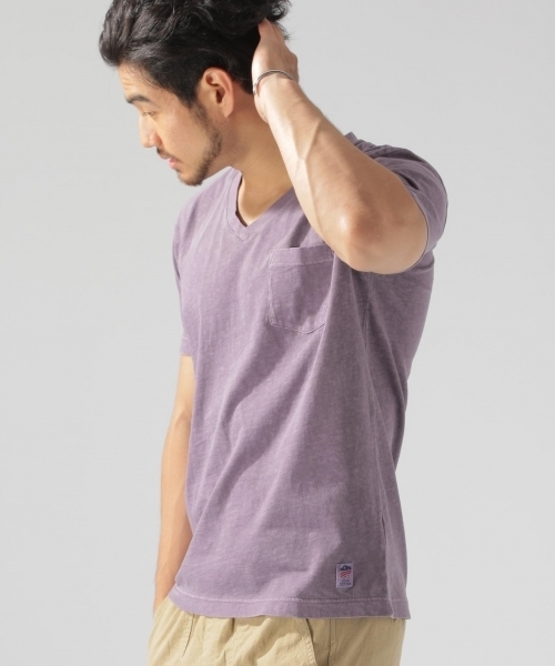 BAYFLOW（ベイフロー）の「USAコットン スラブVネックSST（Tシャツ/カットソー・メンズ・ホワイト/ベージュ/パープル/ネイビー/オリーブ/オレンジ・SMALL/MEDIUM/LARGE）」の6枚目の写真