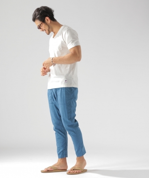 BAYFLOW（ベイフロー）の「USAコットン スラブVネックSST（Tシャツ/カットソー・メンズ・ホワイト/ベージュ/パープル/ネイビー/オリーブ/オレンジ・SMALL/MEDIUM/LARGE）」の8枚目の写真