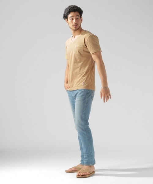 BAYFLOW（ベイフロー）の「USAコットン スラブVネックSST（Tシャツ/カットソー・メンズ・ホワイト/ベージュ/パープル/ネイビー/オリーブ/オレンジ・SMALL/MEDIUM/LARGE）」の9枚目の写真