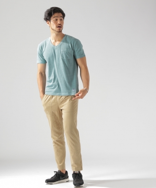 BAYFLOW（ベイフロー）の「USAコットン スラブVネックSST（Tシャツ/カットソー・メンズ・ホワイト/ベージュ/パープル/ネイビー/オリーブ/オレンジ・SMALL/MEDIUM/LARGE）」の10枚目の写真