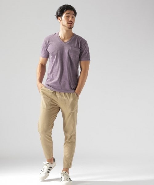 BAYFLOW（ベイフロー）の「USAコットン スラブVネックSST（Tシャツ/カットソー・メンズ・ホワイト/ベージュ/パープル/ネイビー/オリーブ/オレンジ・SMALL/MEDIUM/LARGE）」の12枚目の写真