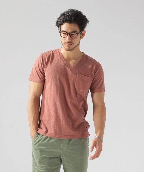 BAYFLOW（ベイフロー）の「USAコットン スラブVネックSST（Tシャツ/カットソー・メンズ・ホワイト/ベージュ/パープル/ネイビー/オリーブ/オレンジ・SMALL/MEDIUM/LARGE）」の14枚目の写真