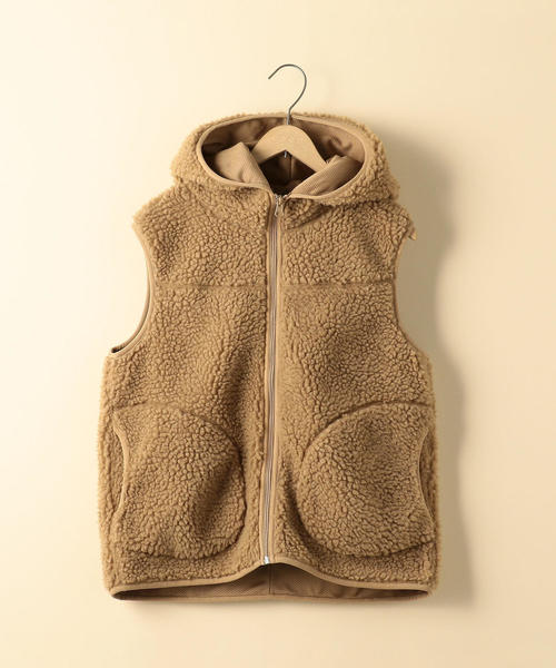 coen（コーエン）の「フーデッドボアベスト（その他アウター・レディース・ベージュ/ネイビー・MEDIUM/LARGE）」の4枚目の写真