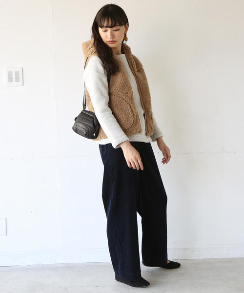 coen（コーエン）の「フーデッドボアベスト（その他アウター・レディース・ベージュ/ネイビー・MEDIUM/LARGE）」の15枚目の写真