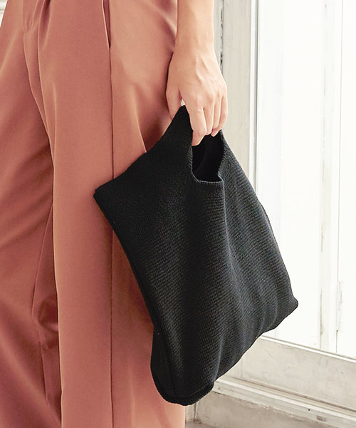 KOBE LETTUCE（コウベレタス）の「ナチュラルニットスクエアハンドバッグ＊トートバッグ/鞄/カバン/BAG/レディース[B1206]神戸レタス（トートバッグ・レディース・ブラック/ブラウン/グレイッシュベージュ・FREE）」の8枚目の写真