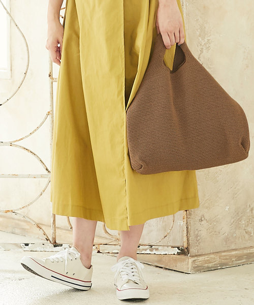 KOBE LETTUCE（コウベレタス）の「ナチュラルニットスクエアハンドバッグ＊トートバッグ/鞄/カバン/BAG/レディース[B1206]神戸レタス（トートバッグ・レディース・ブラック/ブラウン/グレイッシュベージュ・FREE）」の7枚目の写真