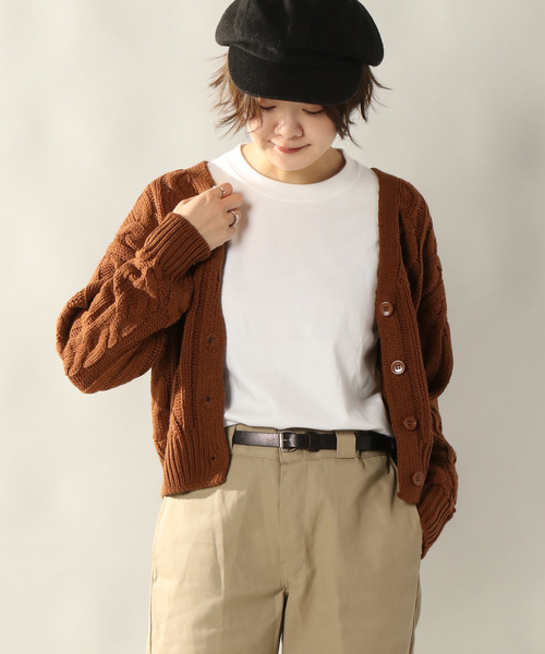 notch.（ノッチ）の「ケーブルニットカーディガン（カーディガン/ボレロ・レディース・ブラック/エンジ/ブラウン/グレー/オフホワイト/ピンク・M）」の4枚目の写真