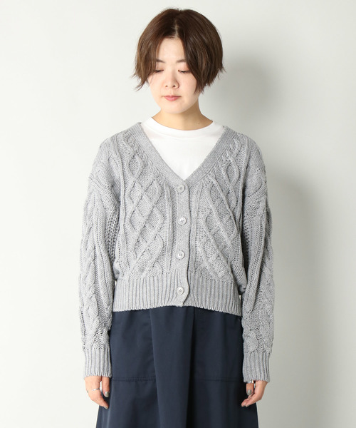 notch.（ノッチ）の「ケーブルニットカーディガン（カーディガン/ボレロ・レディース・ブラック/エンジ/ブラウン/グレー/オフホワイト/ピンク・M）」の15枚目の写真