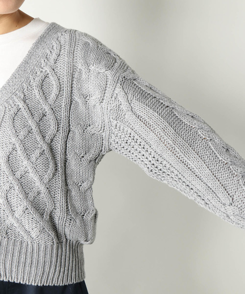 notch.（ノッチ）の「ケーブルニットカーディガン（カーディガン/ボレロ・レディース・ブラック/エンジ/ブラウン/グレー/オフホワイト/ピンク・M）」の18枚目の写真