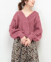 ふんわりショートケーブルカーディガン