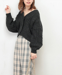 ふんわりショートケーブルカーディガン