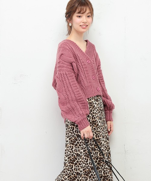 natural couture(ナチュラルクチュール)の「ふんわりショートケーブルカーディガン(カーディガン/ボレロ・レディース・ベージュ/ピンク/オフホワイト/ブラック・FREE)」の15枚目の写真