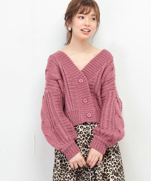 natural couture(ナチュラルクチュール)の「ふんわりショートケーブルカーディガン(カーディガン/ボレロ・レディース・ベージュ/ピンク/オフホワイト/ブラック・FREE)」の14枚目の写真