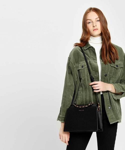 CHARLES & KEITH（チャールズ & キース）の「チェーンハンドルハンドバッグ / Chain Handle Handbag（ハンドバッグ・レディース・ブラック/プラム・M）」の7枚目の写真