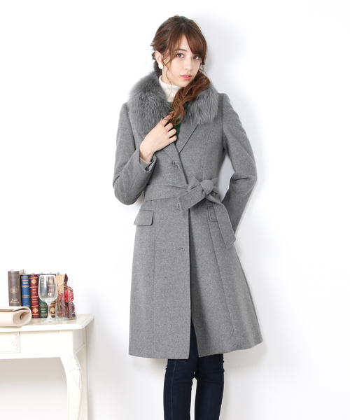 Filomo（フィローモ）の「[Filomo]カシミヤファー付きウールコート（ステンカラーコート・レディース・モカ/グレー/ブラック・9号/11号/13号）」の3枚目の写真