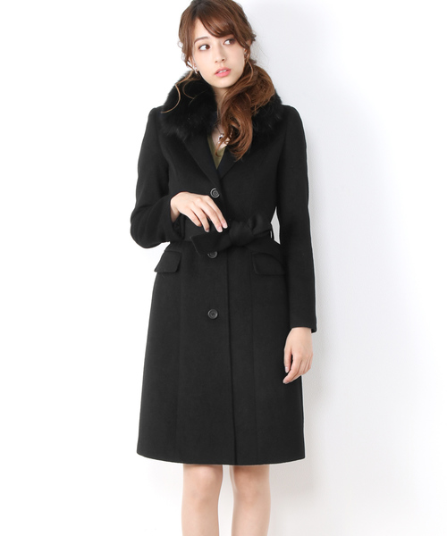 Filomo（フィローモ）の「[Filomo]カシミヤファー付きウールコート（ステンカラーコート・レディース・モカ/グレー/ブラック・9号/11号/13号）」の2枚目の写真